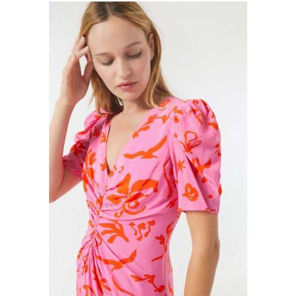 Rhode Maci Pink Botanical Pink Dress Size 4 NWT - Picture 3 of 9